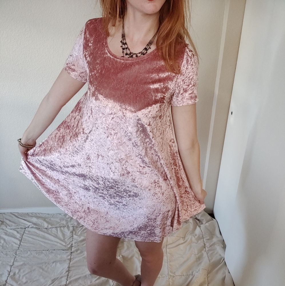 Pink Velvet Mini Dress